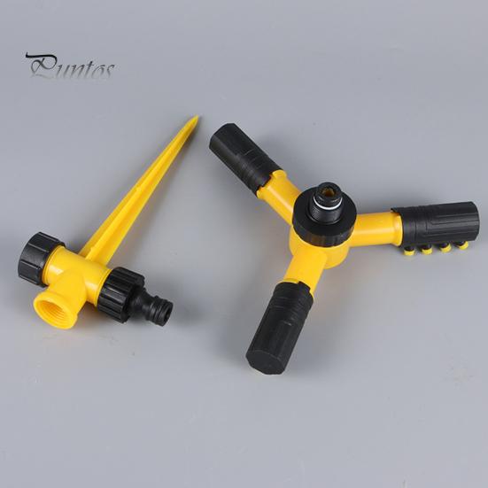 Lawn Sprinkler with Stake 3 Arm Design Large Area Coverage Adjustable 360-Degree Rotating Garden Yard Water Sprinkler