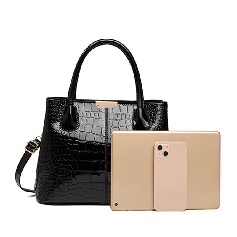 Fashion Crocodile Pattern Mother and Daughter Bag Large Capacity Bright Leather Waterproof Multi-compartment Fine Texture Handbag Shoulder Bag