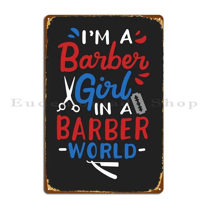 Barber Girl Metal Plaque Poster Club Kitchen Wall Decor Character Classic Tin Sign Poster 20x30cm(7.8x11.8inch)
