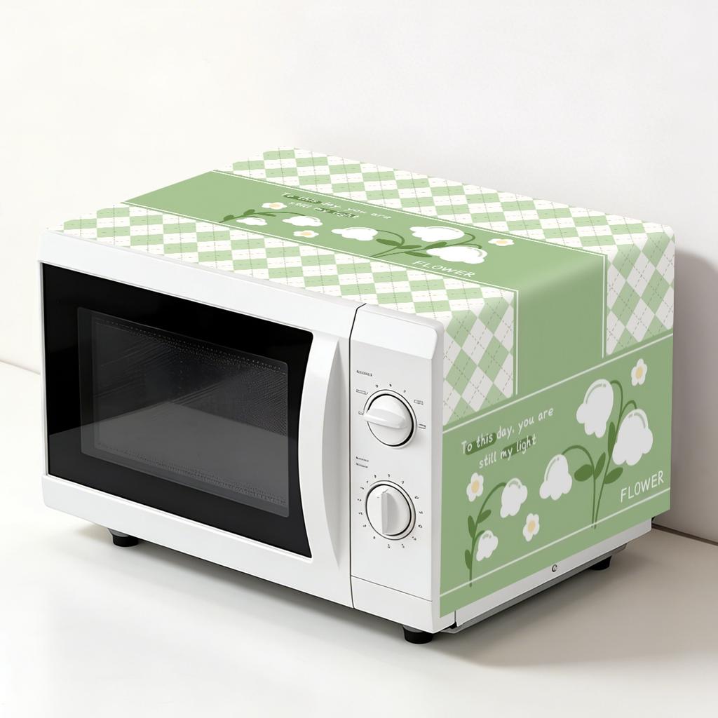 Flower Microwave Dust Cover 35x85cm Polyester Oven Dust Cover Machine Protector For Home Kitchen Dining Room Appliance Cover
