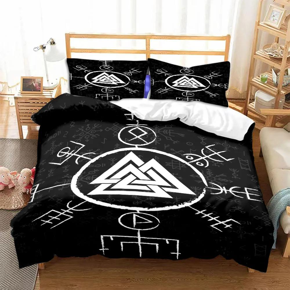 

Comforter Viking Viking Symbols Bedding Sets Scandinavian Folklore Motifs Northern Germanic Culture Celtic Comforter Comforter (quilt)-EU Single(135*200cm)3pcs