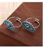 Qiong Yao Demon Eye Enamel Open Ring: 18k Gold-Plated Titanium Steel Adjustable Fashion Accessory