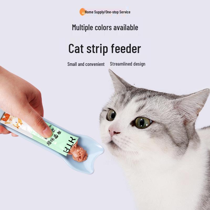 Cat Strip Feeder & Squeeze Spoon for Mess-Free Pet Snack Feeding
