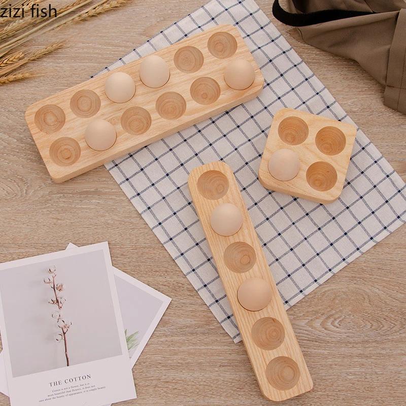 Solid Wood Egg Tray Egg Storage Box Display Rack Storage Tray Kitchen Organizer Dessert Plate Snack Bowl Dim Sum Dish Egg Rack