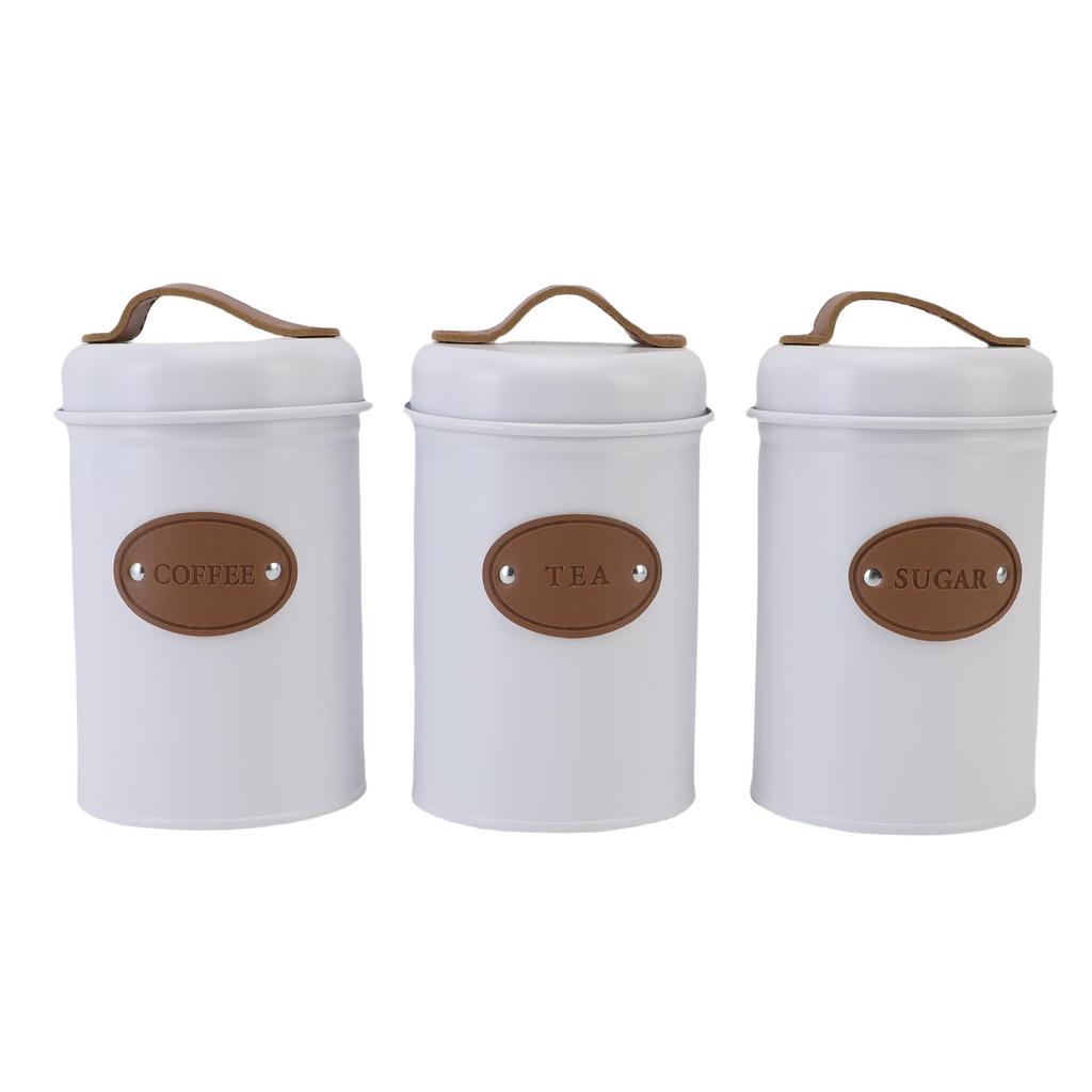 3PCS Food Sealing Storage Container Multifunctional Candy Tea Coffee Storage Canister for Kitchen Beige