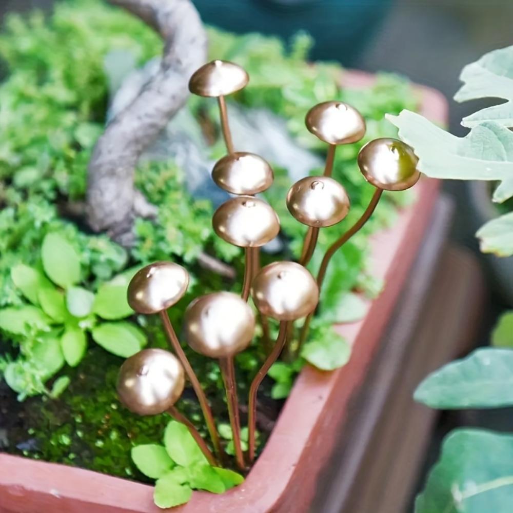 Charming Metallic Mushroom Statue - Perfect for Bonsai, Potted Plants, and Outdoor Garden Decorations | Ideal Thanksgiving Gift
