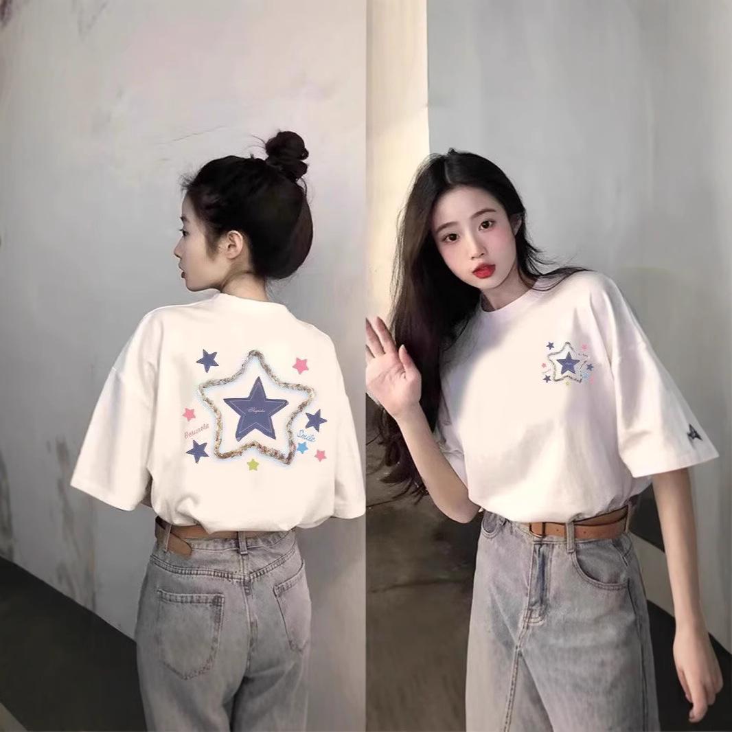 

Apricot Women s Korean-Style Round Neck Short Sleeve T-shirt, Summer 2025 Collection, Loose Fit Half Sleeve Top Small белый