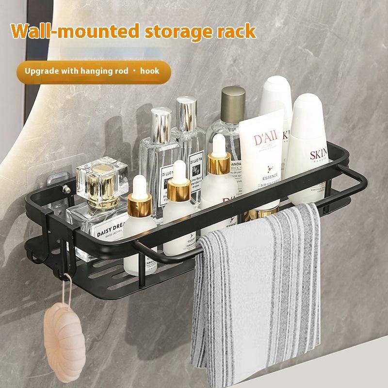 Eckrechteckiger Ständer Badezimmerregal Handtuchhalter Regale Wand Dusche Shampoo-Regal Bohrloses Regal Stativ Lagerung Wandmontage