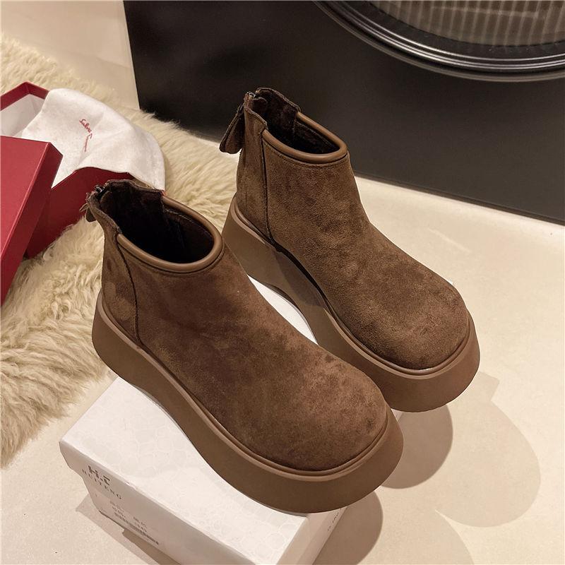 Increase the Height of Simple Non-slip Cotton Boots, Elegant Temperament, Simple Solid Color Round Head Snow Boots, High Value and Versatile