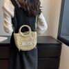 Yogodlns Women New Straw Handbags Woman Handmade Woven Basket Rattan Handbag For Femme Simple All-Match Handbag
