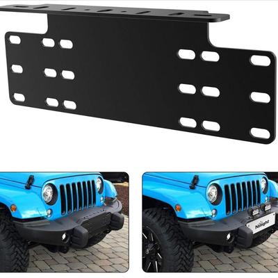 Durable Metal License Plate Mount with Extension & Light Holder for Non-Destructive Installation