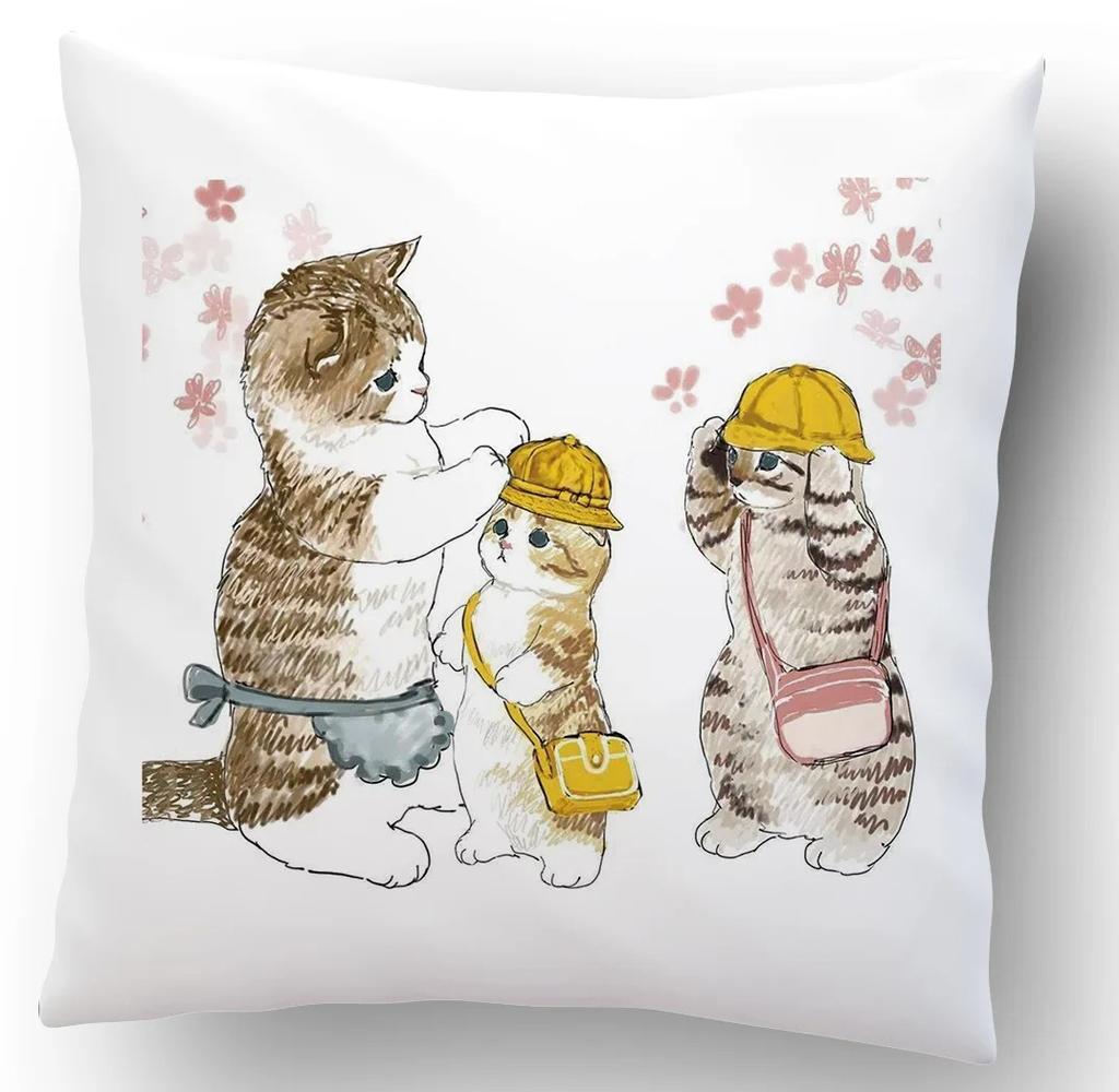 Cartoon Cat Decorative Pattern Pillowcase Office Living Room Home Pillowcase Car Ornaments