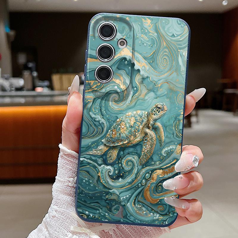 Turtle Fish Print Case For Samsung A57 A37 A17 A56 A36 A16 A55 A35 A15 A54 5G S21 FE S22 S23 S24 Plus S25 S26 Ultra Leather Texture Silicone Cover