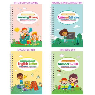 Quaderno per bambini con scanalatura incassata, tutto in inglese: Lettere, Numeri, Disegno per Età 3-5 - Controllo della Matita & Educazione Precoce