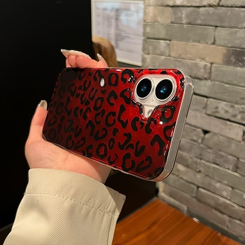 Luxury Wine Red Leopard Print High-End Phone Case For iPhone 16 Pro Max 15 14 13 12 11 XS XR X SE 7 8 Plus Shockproof Soft Cover