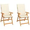 Chaises de jardin lot de 2 et coussins  Bois teck massif