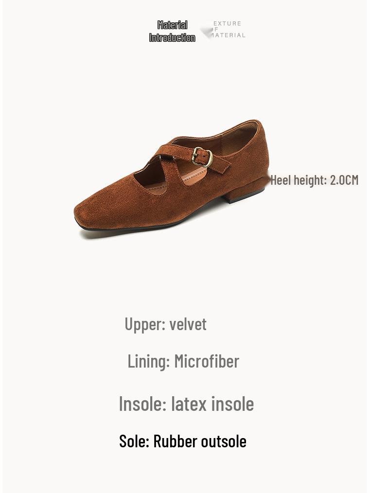 Weiwei Girl Retro Sametové Boty Mary Jane na Silném Podpatku pro Ženy