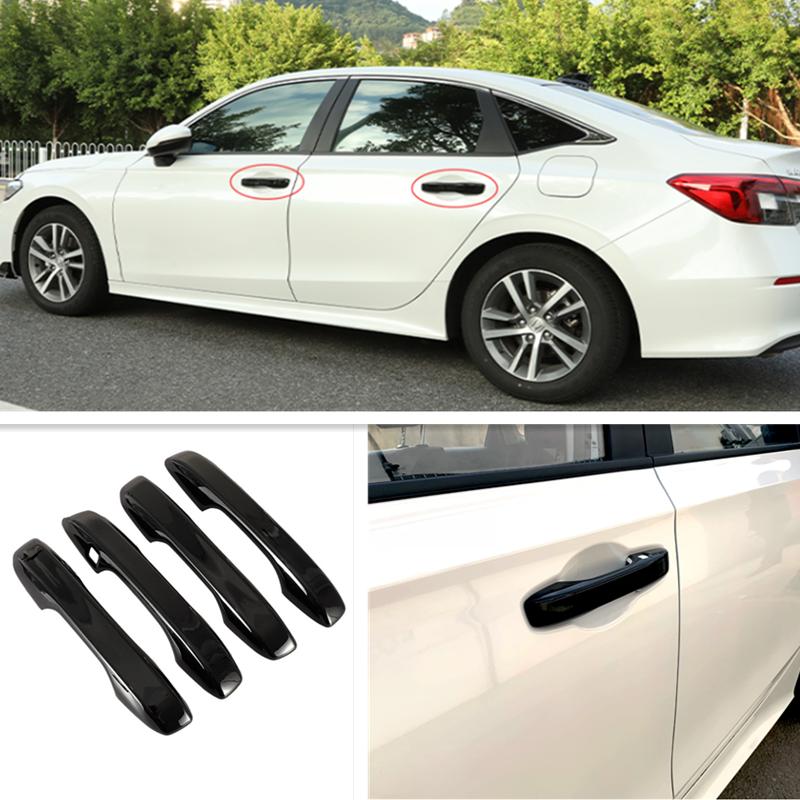 Bright black Car Door Handles Cover Trim 4pcs For Honda Civic
