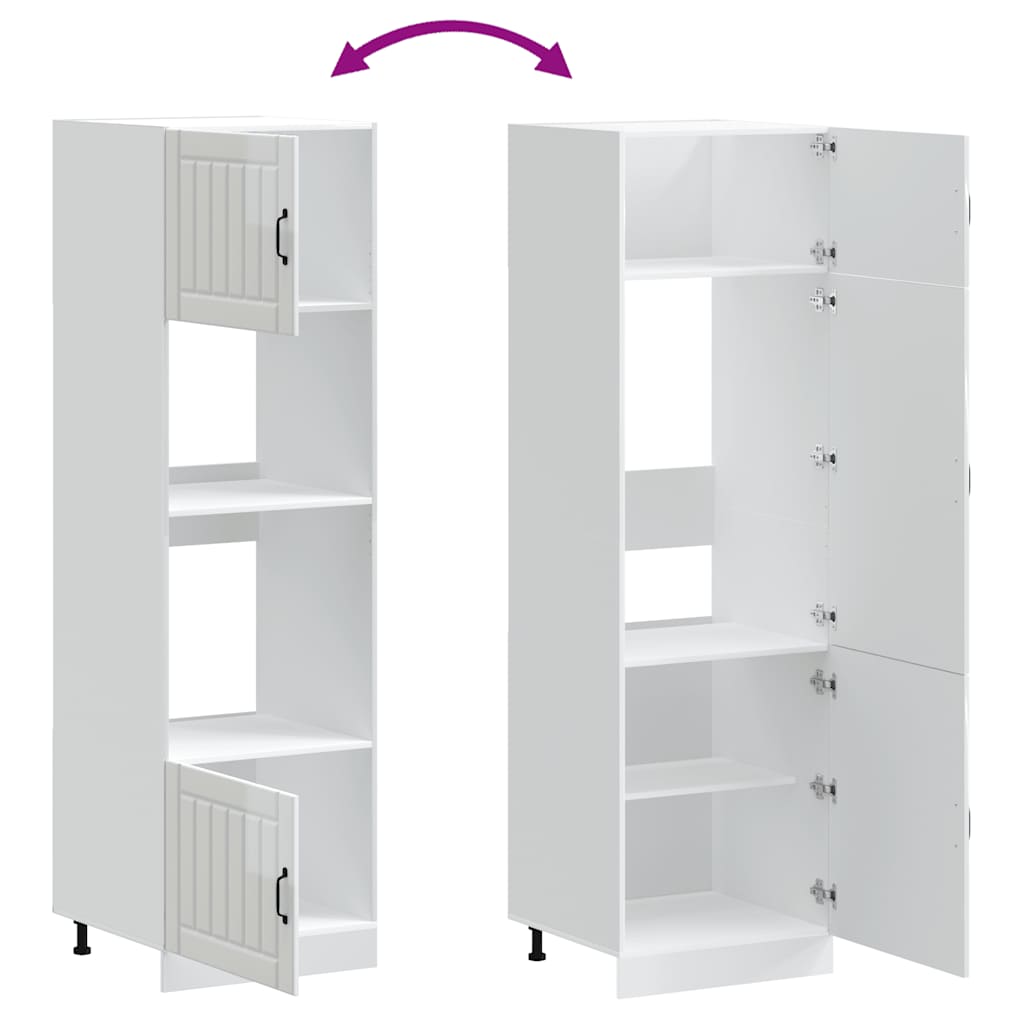 Built in Oven Cabinets 2 pcs Lucca High Gloss White Wood Based Material