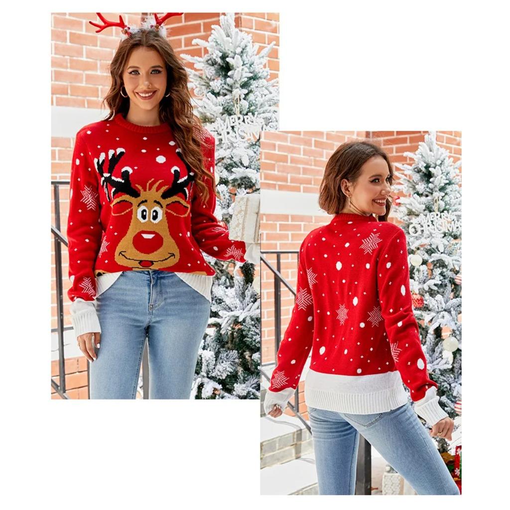 New Women's Jacquard Casual Sweater, Lazy Sweater, Christmas Autumn/Winter Women's Knitted Sweater Ropa Mujer Tendencia