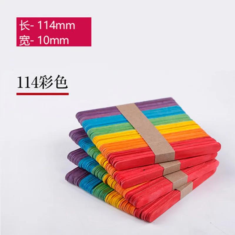 NEU 50 Stück/Los Farbige Holzstäbchen Naturholz Eisstiele Kinder DIY Werkzeug Holzdekoration Placa Madera Manualidades