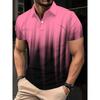 Summer New Style Men's Short-Sleeved Polo Shirt with 3D Gradient Pattern Print - Street Casual Fashionable and Comfortable