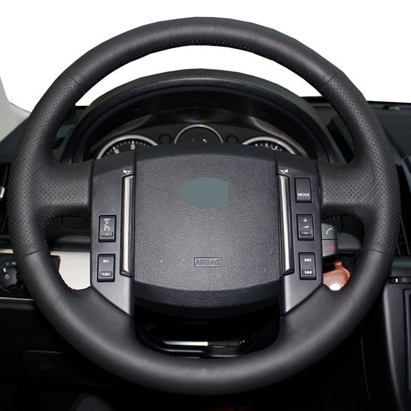 Leather braid for steering wheel For Land Rover Freelander 2 2007-2012 Black PU Artificial Leather Car Steering Wheel Cover