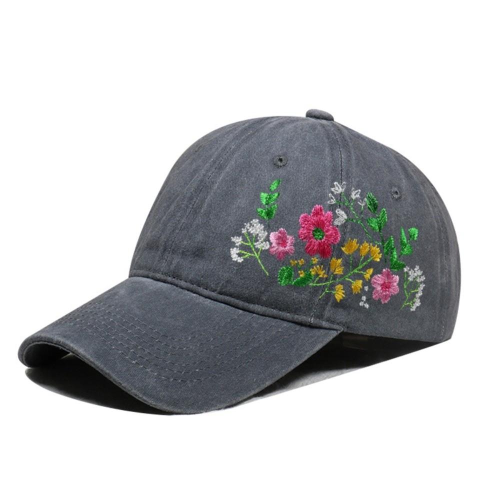 Retro Flower Embroidery Baseball Cap Washed Cotton Adjustable Floral Cap Baseball Hats For Man Women
