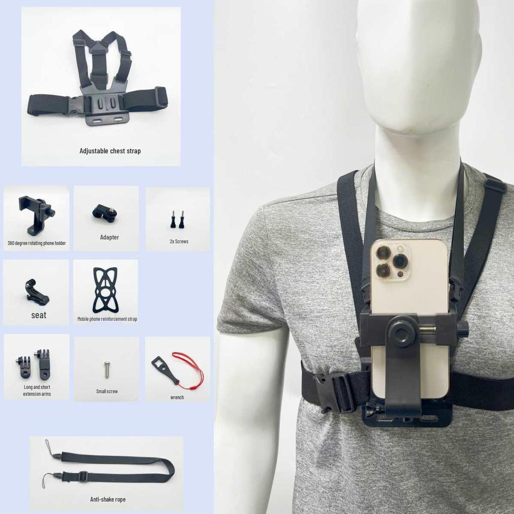 Outdoor Chest Strap Phone Mount for Vlog and Fishing