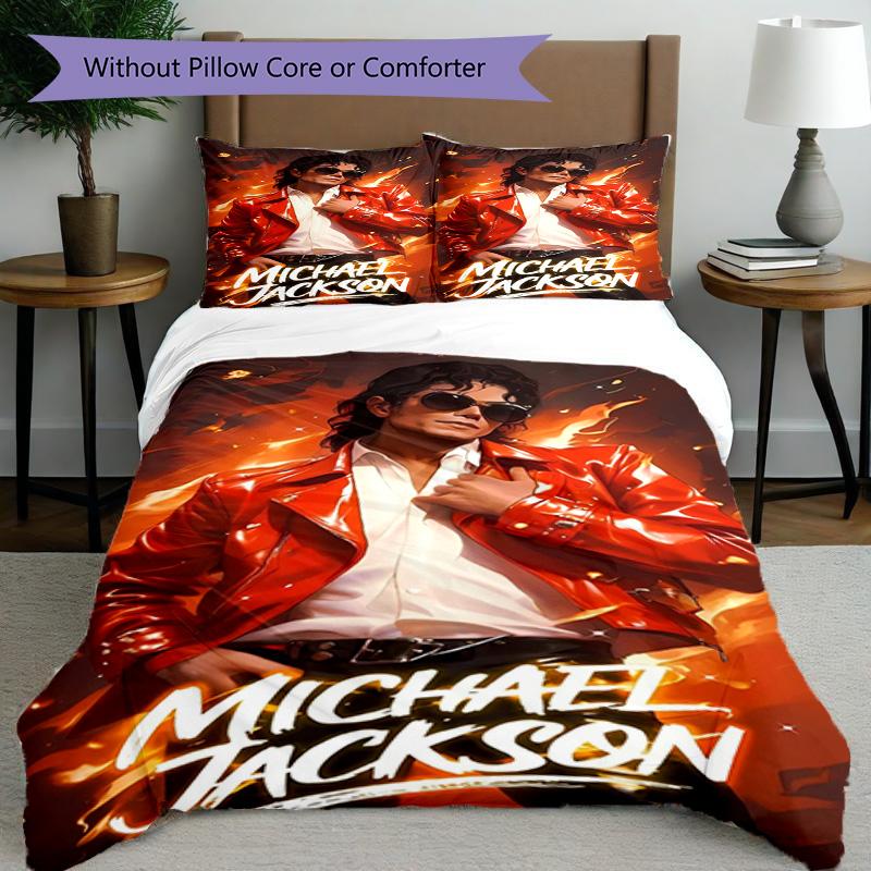 3pcs Duvet Cover Set (1*Duvet Cover + 2*Pillowcase, Without Core), Michael Jackson Print Bedding Set, Bedroom Decor, All‑Season, Birthday Gift