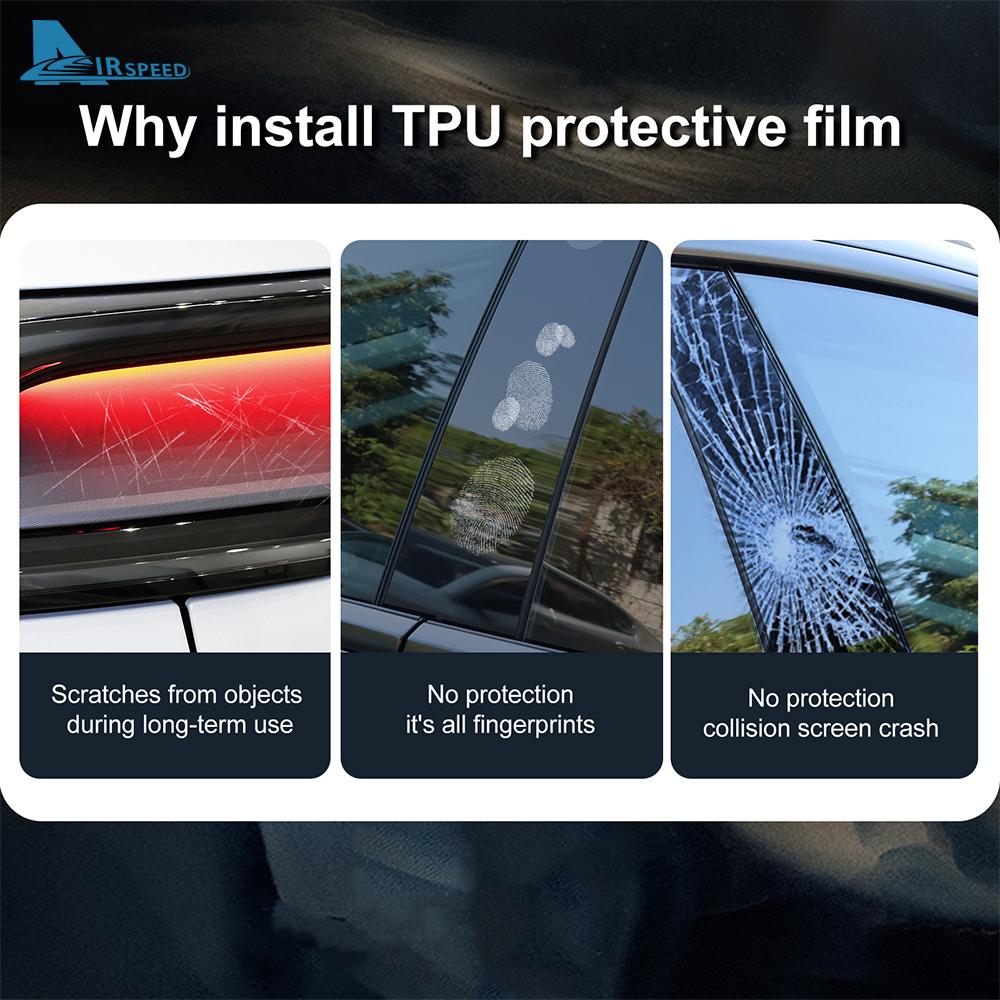 Carbon Fiber Pattern PPF Car Paint Protection Film Trim for Tesla Model Y Juniper 2025-up Protective B-pillar Trunk light Film