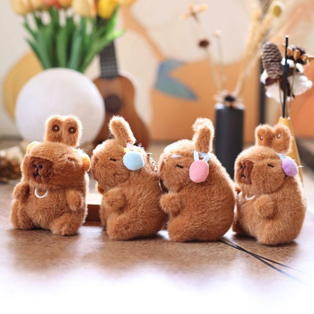 Movable Bunny Ears Capybara Plush Pendant Funny Capybara Plushie Doll  Backpack Decor