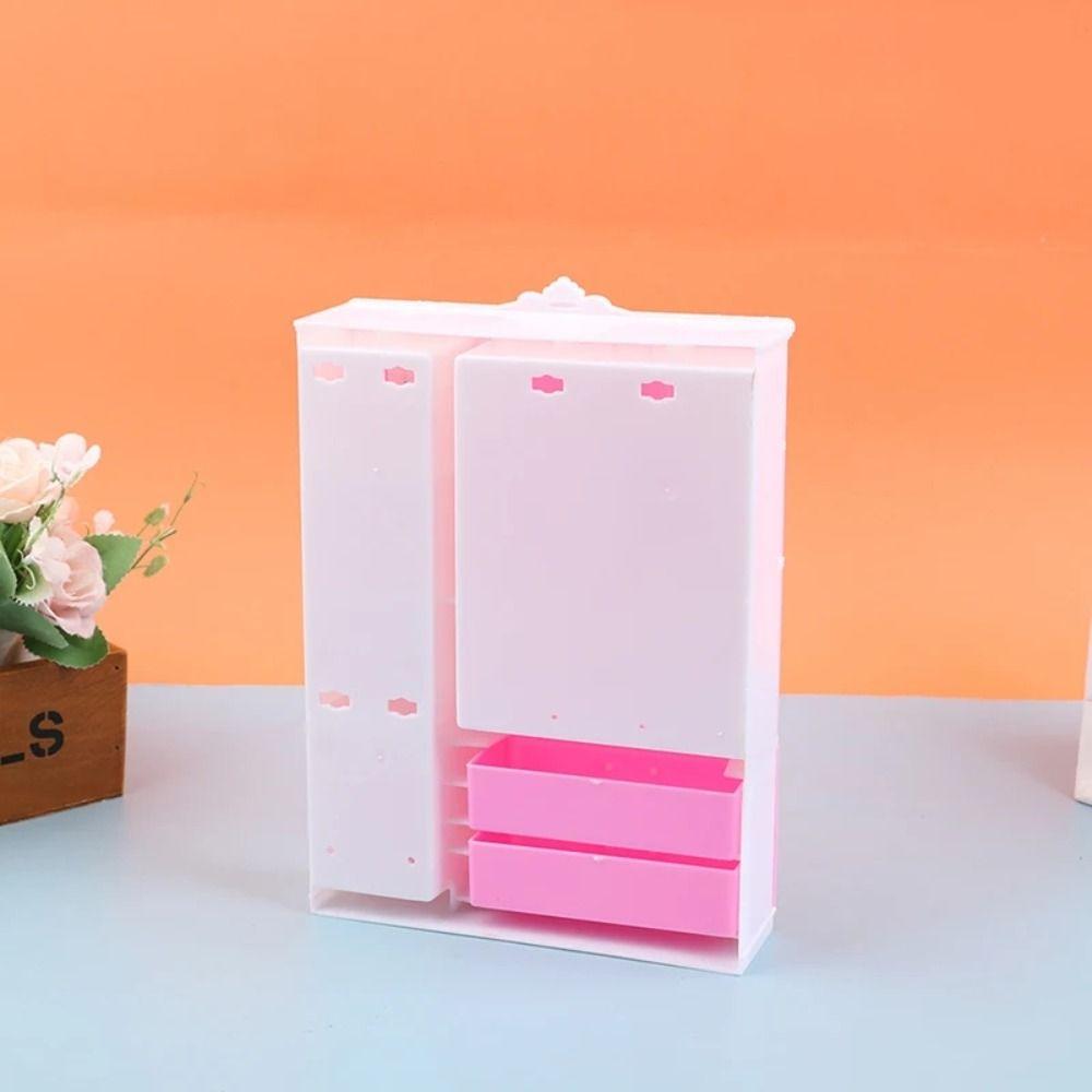 Plastic Dollhouse Wardrobe Bedroom Doll Furniture Fashion Doll Closet  DIY Toy