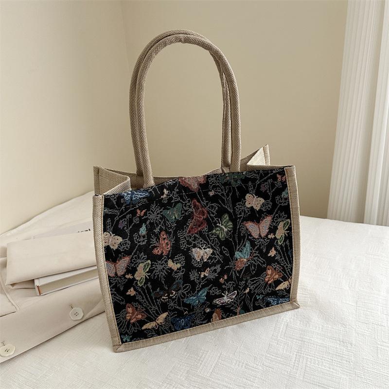 

Весна 2024 года, корейская версия литературных и художественных женских сумок большой вместимости, новые модные сумки через подмышку для работы и поездок на работу, сумки через плечо, прилив чёрный