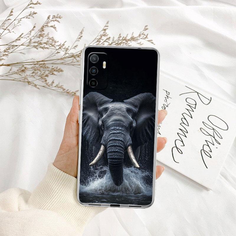 IK4 Animal Elephant Transparent Phone Case for Samsung Galaxy A04 A04S A14 A23 A34 A54 M23 M33 M52 M53