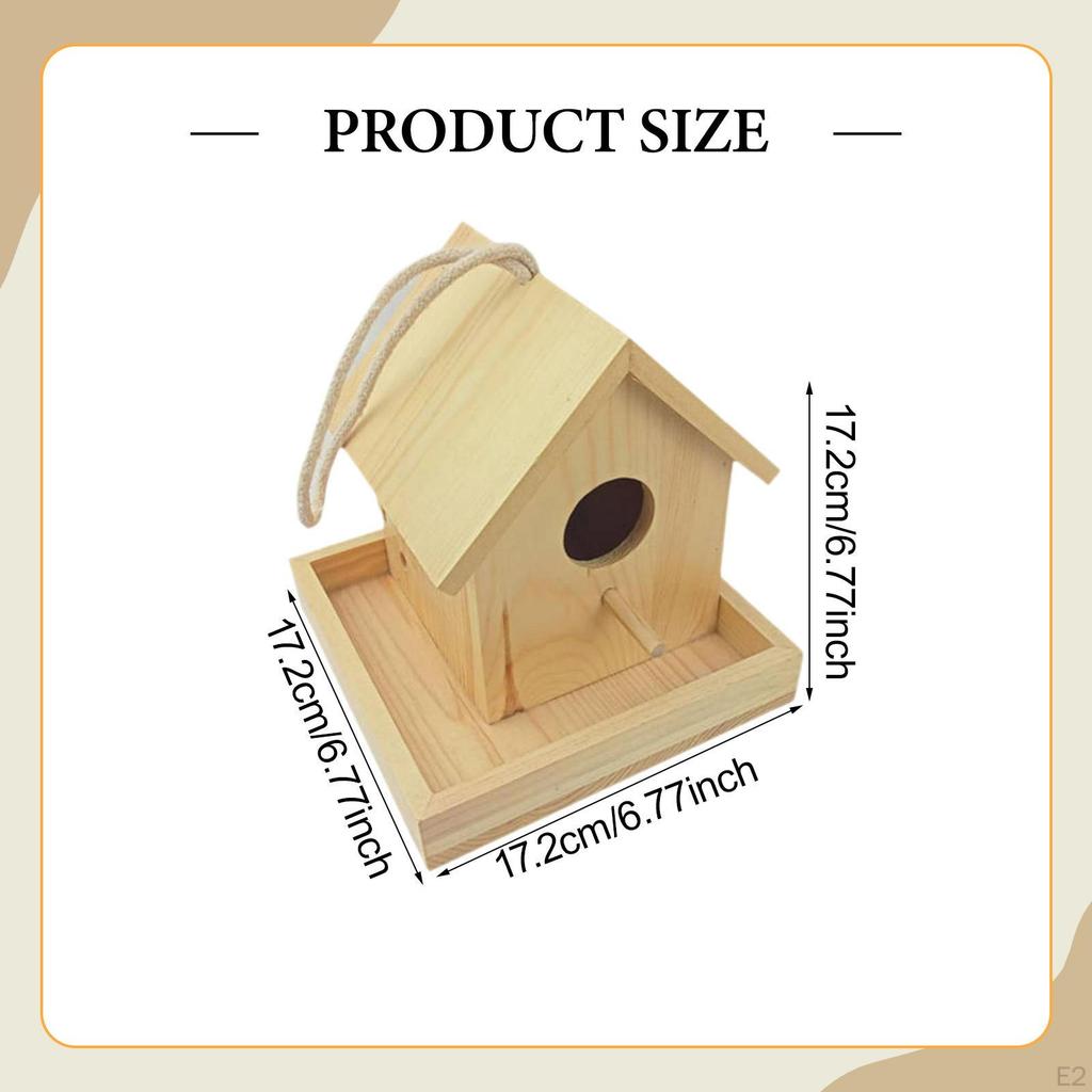 Bird House for Outdoor with Lanyard Decorative Wooden Patio Wren Swallow