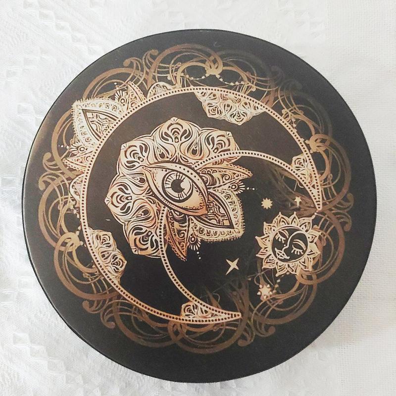 Vegan Shaman Drum Handmade Crafts Alchemical Moon Drum Desktop Ornament Sound Healing Tool for Spiritual Music