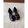 Sheepskin Version~ French Retro Woven Hollow Round Head Roman Sandals Women's One-button Versatile Low-heeled Bag Head Sandals
