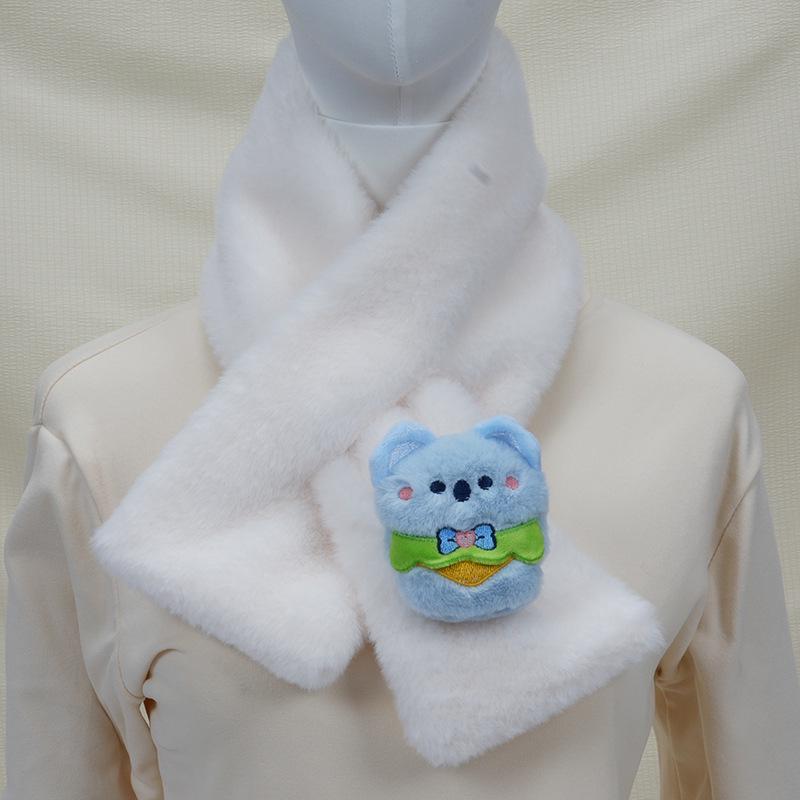 Children's Cartoon Panda Plush Scarf - Warm, Windproof Neck Gaiter for Autumn/Winter Boys & Girls.