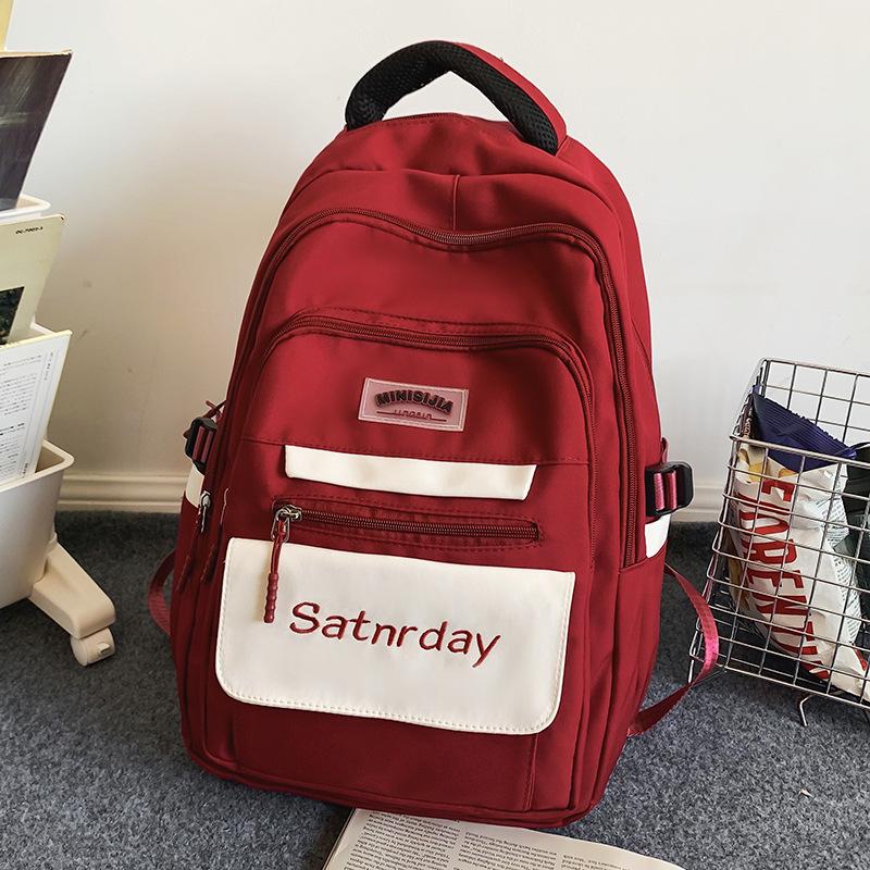

Primary School Girl College Student Burgundy Backpack High School Student Junior High School Student Backpack