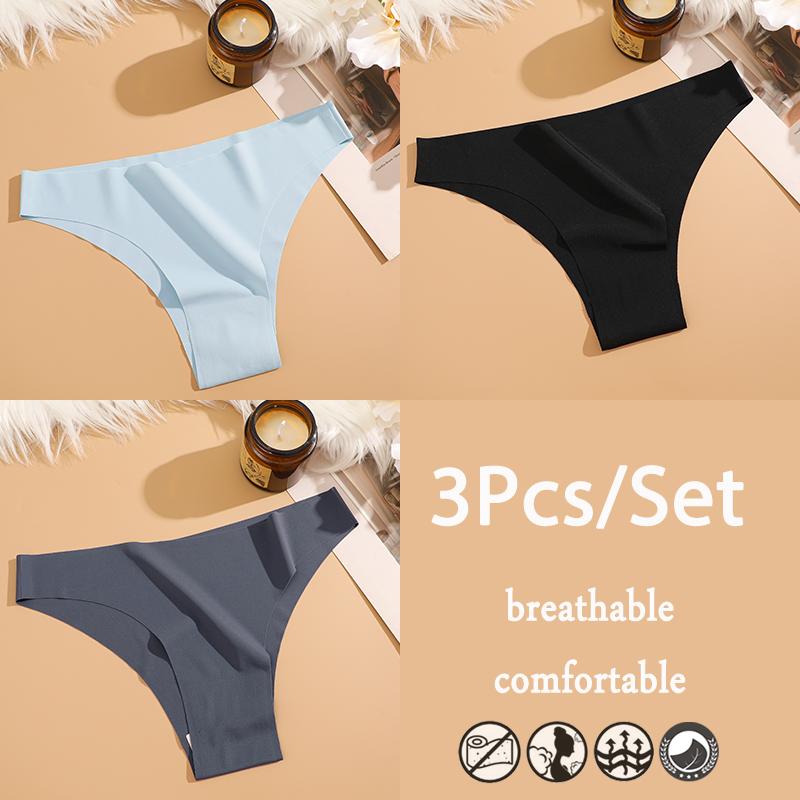 

FINETOO 3 шт./компл. бесшовное нижнее белье из ледяного шелка с низкой талией бразильские трусы дышащее высокоэластичное нижнее белье трусики M&3pcs