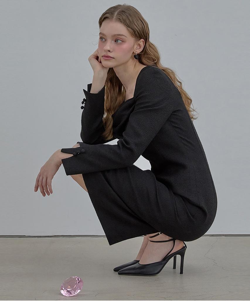 JULIY&CALLA 24 Fw Collar 108 Dear Vivian Tweed Dress Black
