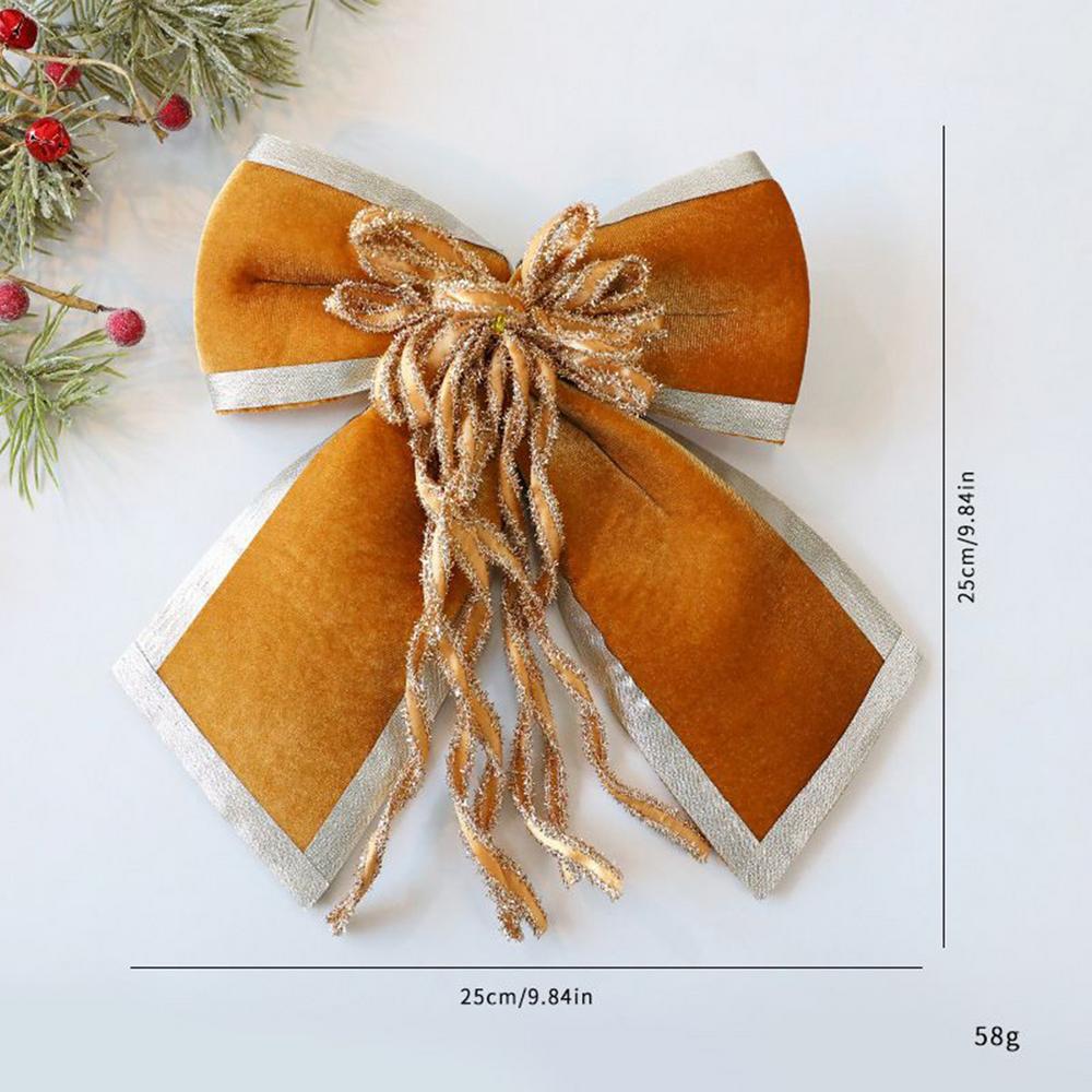 Velvet Fabric Bow Christmas Tree Decoration Velvet Vintage Ribbon Christmas Tree Bow Ornaments Home Decor For Holiday Wedding