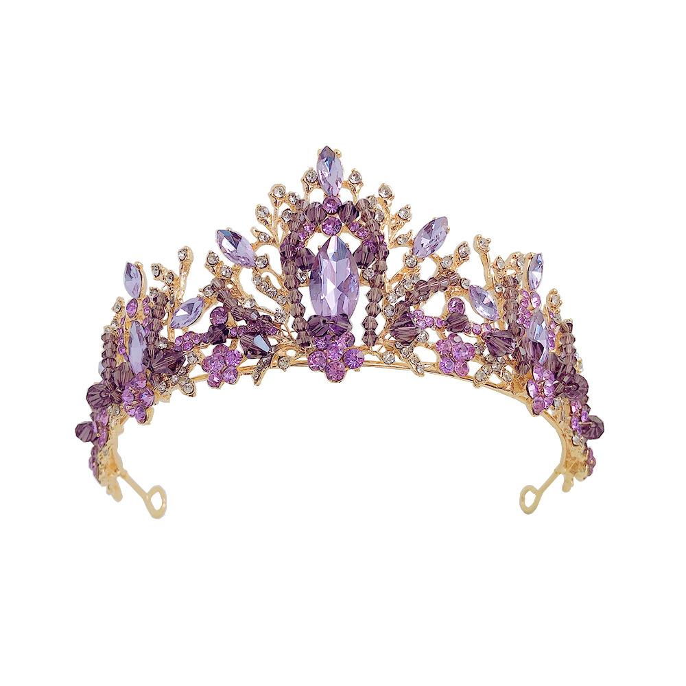 New Violet Rhinestone Bridal Crown Wedding Dress Accessories Bridal Tiara Hair Accessories Handmade Crown Tiara