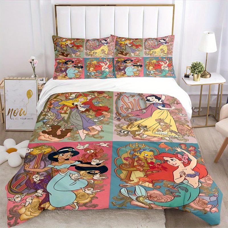 3pcs Cartoon Disney Princesses Design Quilt Cover Set - Soft and Cozy Bedroom, Guest Room and Dorm Decorative Bedding 3-Piece Set 1 Quilt Cover +