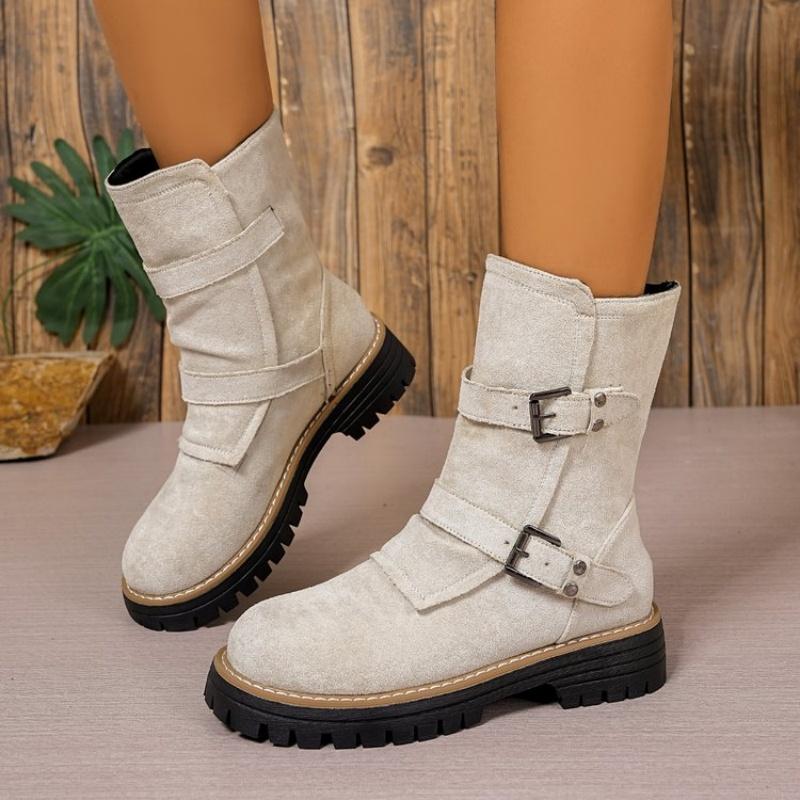 Fashionable New Suede Sexy Plus Size Horse Boots Winter Round Toe Comfortable Thick Sole Non Slip Casual Short Boots for Women