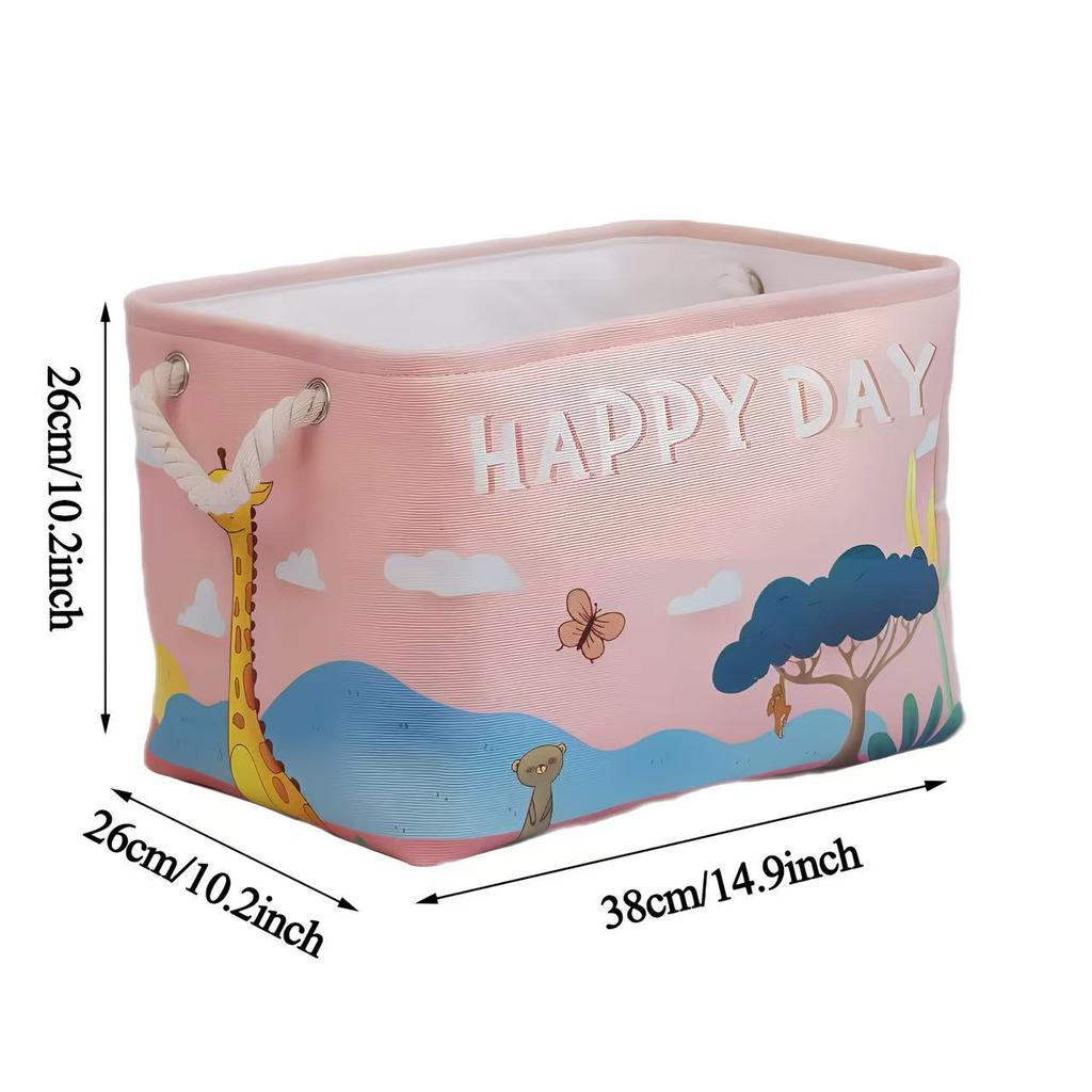 Foldable Storage Bins with Sturdy Cotton Handles Fabric Sundries Storage Basket for Home/Children's Toys/Wardrobe/Storage Basket