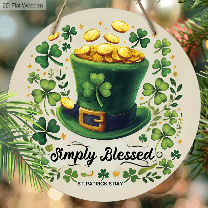 St. Patrick's Day Leprechaun Hat Wooden Sign, Charming Round Sign for Front Door, Wall Hanging Decor - Ideal Irish Festival Gift for Family & Friends
