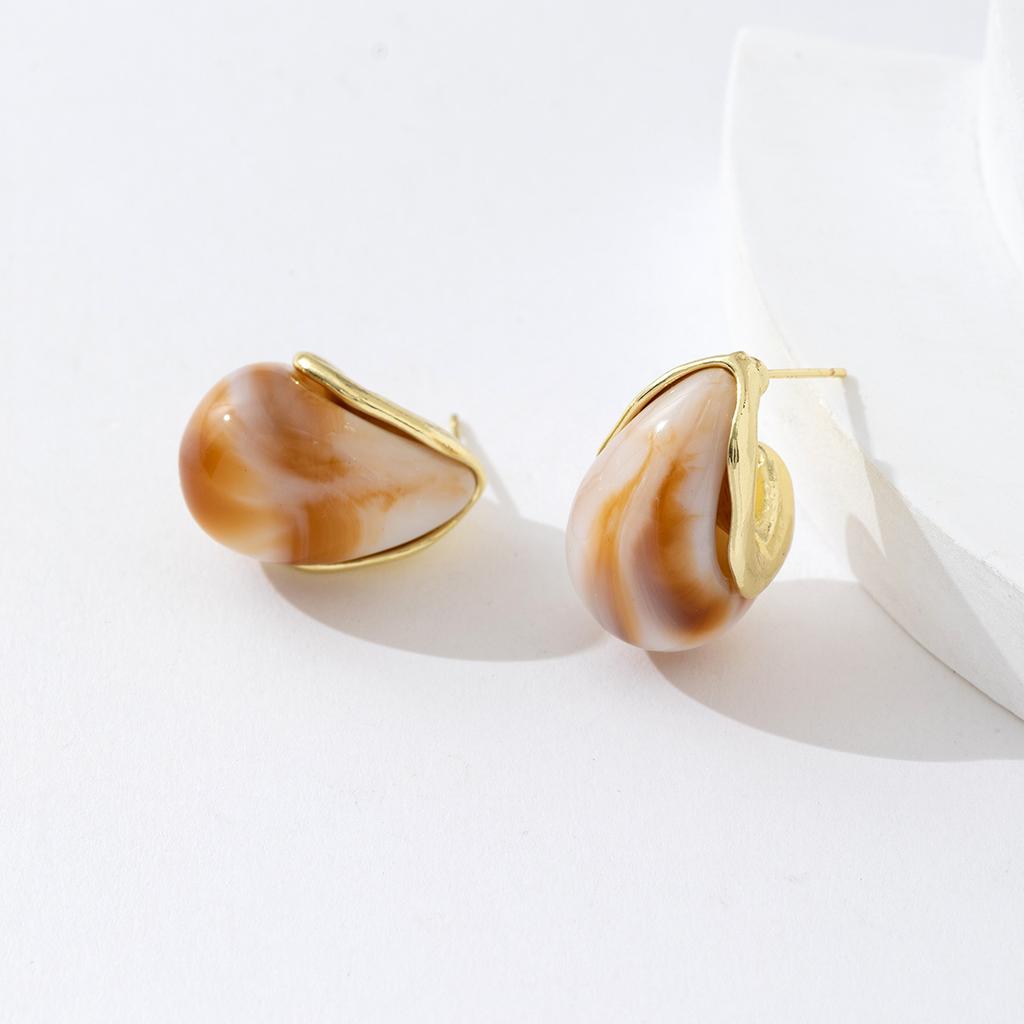 Maillard Clear Resin Stud Earrings Vintage Drop Shape Brown Acrylic Earring For Women  Jewelry Accessories