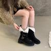 Retro thick-soled Maillard Martin boots for women 2025 autumn and winter new two-wear knee-length snow boots warm short boots for women
